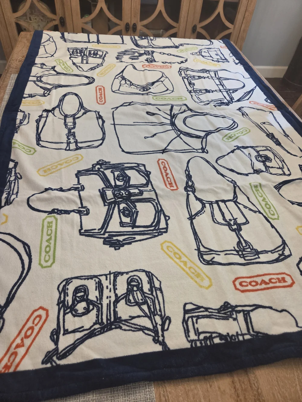 Coach White/Navy RARE Beach Towel NWOT